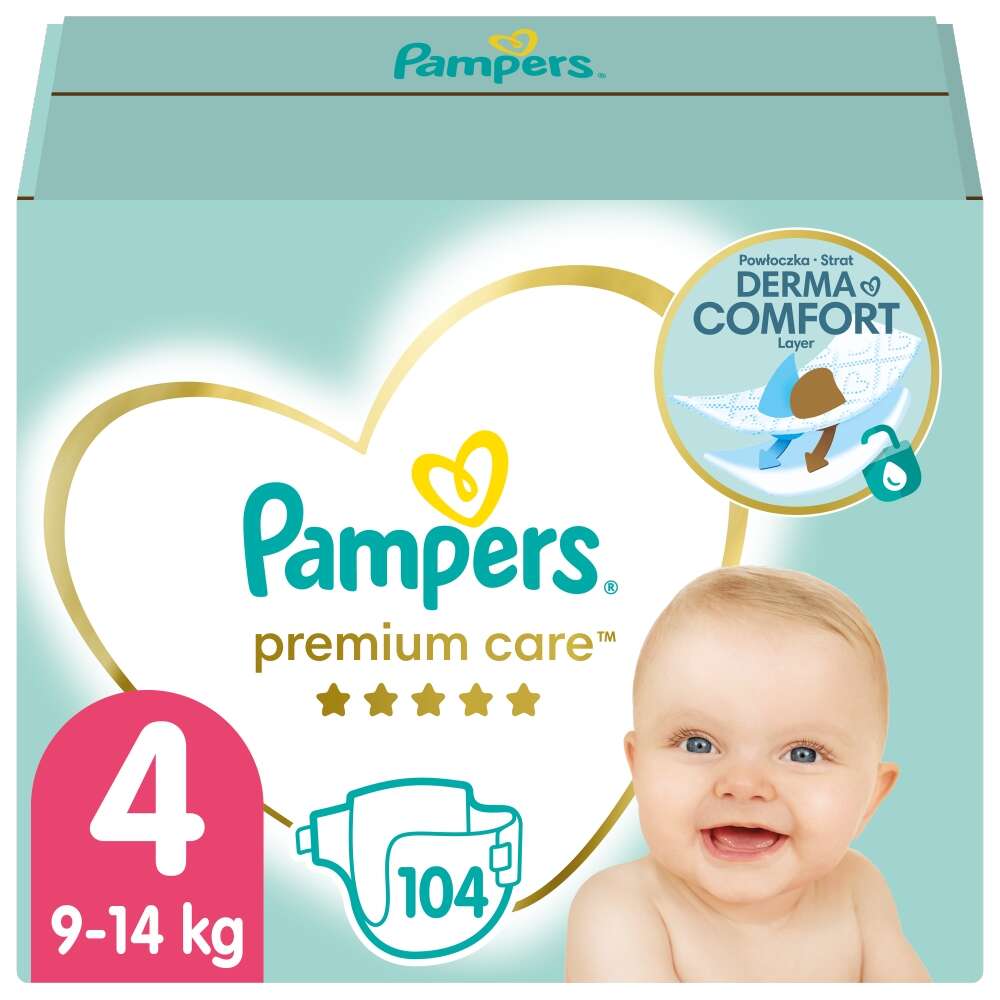 E-shop Pampers Premium Care Mega Box balík plienok 9-14kg Maxi 4 (104ks)