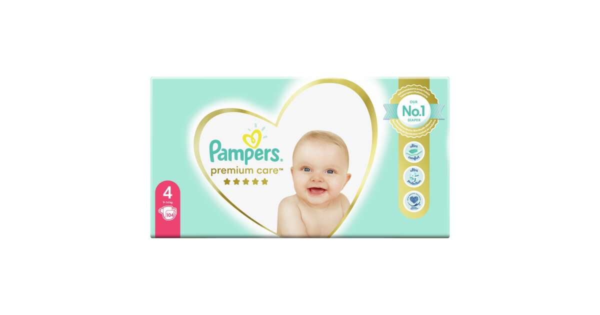 Pampers Premium Care Mega Box nappy pack 9-14kg Maxi (104pcs
