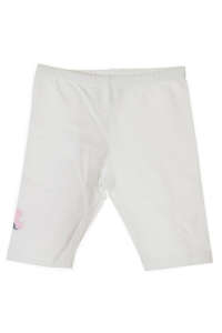 White Boboli girls leggings with a small floral print on the lower leg - Boboli