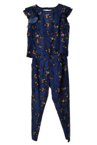 Salopeta pentru femei Sisters Point cu flori, albastru închis - Îmbrăcăminte pentru femei