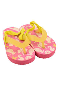Pink Carter's kids flip flops with yellow strap and sea animal print - Kids' Slipper