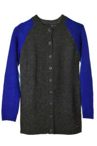 Tom Tailor girls' long cardigan in gray and blue, button closure - Tom Tailor