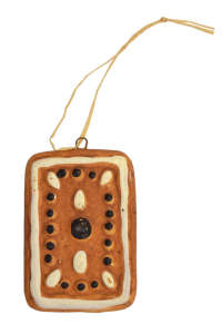 Gingerbread house Christmas tree ornament, 5cm, ceramic - Christmas tree ornament