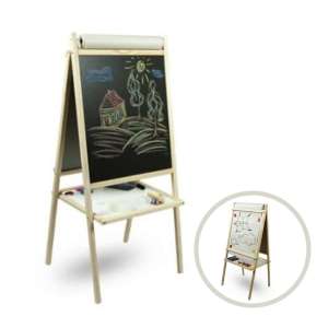 Tabla de scris si desenat 2in1 cu doua fete + accesorii 3toysM #alb/negru