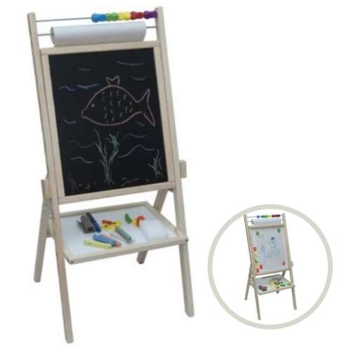 3toysM kétoldalú 2in1 Rajztábla abakusszal + kiegészítők #natúr (6395) 31473112