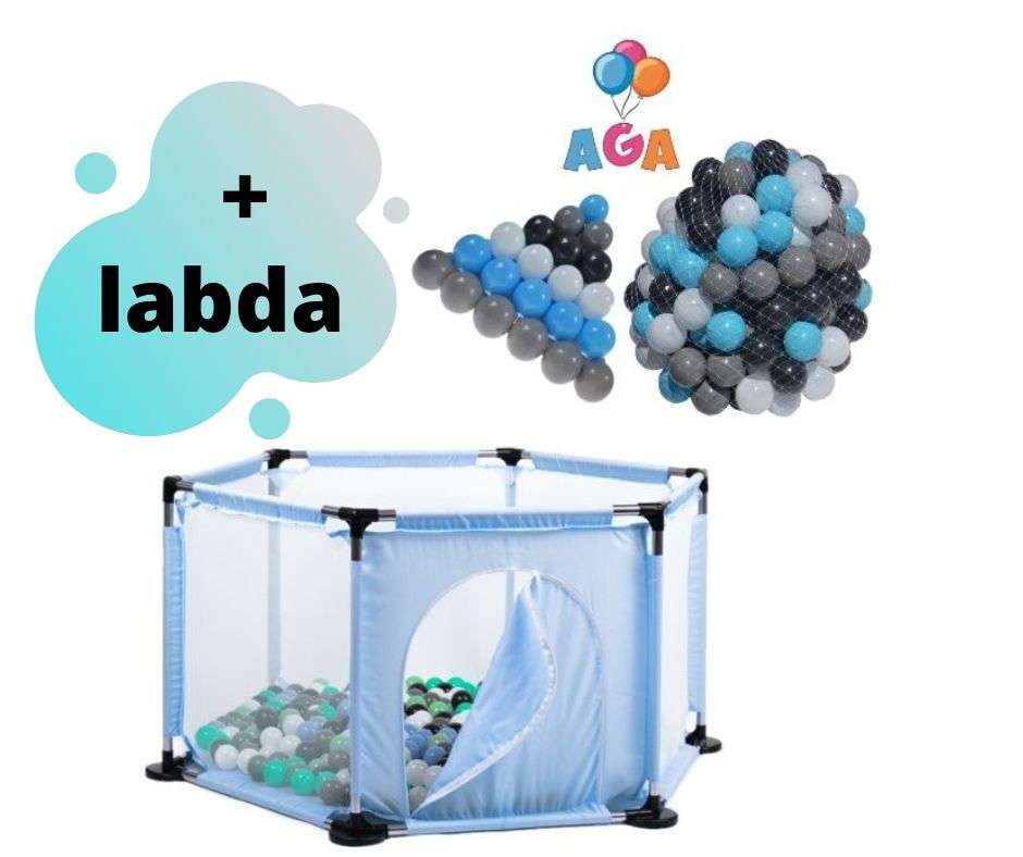 Aga Play&Fun Járóka lecipzározható oldallal + labda #kék