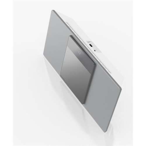 Микро hifi система Panasonic SC-HC410EG-S в сребърен цвят, изглед под ъгъл