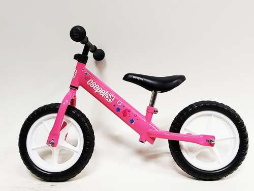 Csepel rózsaszín futóbicikli gyerekeknek, 12 colos kerekekkel
