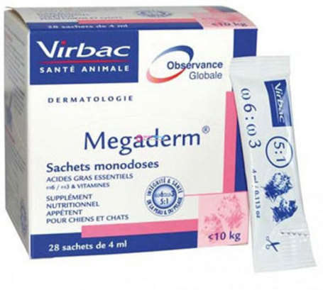 Virbac Megaderm bőr- és szőrkondícionáló készítmény (28 x 4 ml; Kistestű kutyáknak)