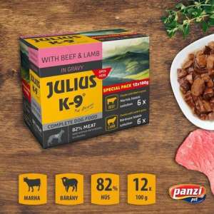 Julius-K9 Beef & Lamb szószos falatok kutyáknak (2 x 6 x 100 g) 1.2 kg 31448390 Kutyaeledelek