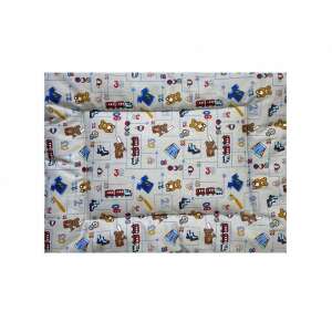 Baba párna mackós és vonatos mintával, 36x48cm, Kispárna - Maci - Baba párna