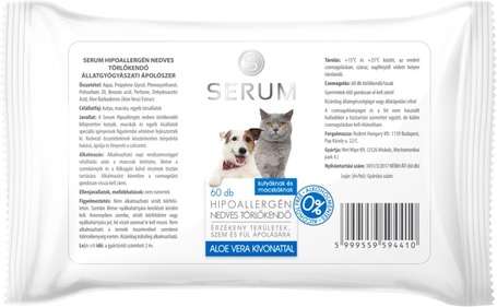Serum hipoallergén nedves törlőkendő kutyáknak és macskáknak (60 db)