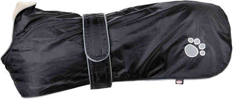 Trixie Orléans tépőzáras rögzítésű, könnyen felhelyezhető vízálló, fekete kutyadzseki (M | Haskörméret: 45-65 cm | Háthossz: 45 cm)