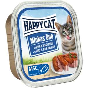 Happy Cat Minkas Duo vadlazacos és marhahúsos pástétom falatkák (6 x 100 g) 600 g 50595172 Macskaeledel - 6 db