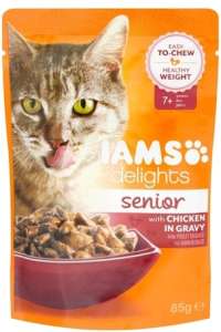 IAMS Cat Delights Senior – Csirke falatkák ízletes szószban (48 x 85 g) 4080 g 31451404 Macskaeledelek - 48 db