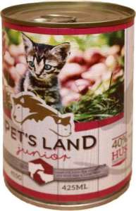 Pet's Land Cat Junior konzerv marhamájjal, bárányhússal és almával (24 x 415 g) 9.96 kg 31451507 Macskaeledelek