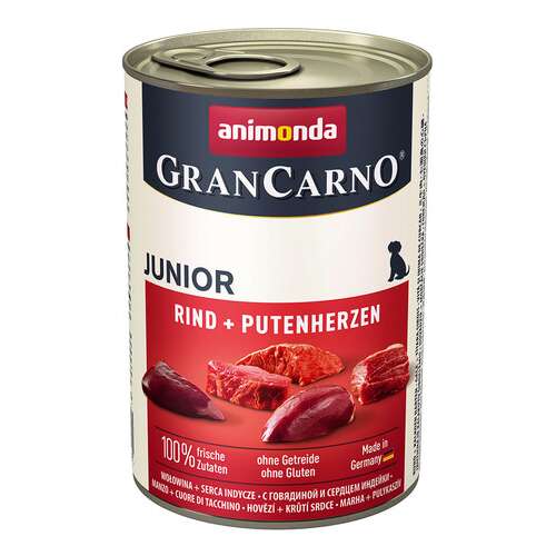 Animonda GranCarno Junior pulykaszíves és marhahúsos konzerv (6 x 400 g) 2.4 kg