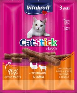 Vitakraft Cat-Stick Mini pulykás és bárányos húsrudak macskáknak (3 x 6 g) 18 g 31490640 Macskaeledel