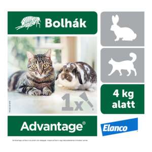 Advantage 40 spot on nyulaknak és macskáknak (4 kg-ig) 0.4 ml 50595613 Bolha- és kullancsriasztó