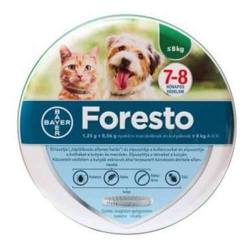 Foresto kullancs- és bolhanyakörv macskáknak és kistestű kutyáknak (8 kg-ig; 38 cm)