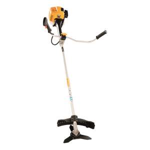 Riwall Pro Rpb 520 cositoare pe benzină, 52cm3, 2CP, 42cm lățime de tăiere, 2x2,4mm diametru fir, mâner de bicicletă, 25,5cm lățime de tăiere cu cuțit, cuțit cu 3 dinți, 25,4mm gaură pentru cuțit, fir Tip-Automatic, 9000 rpm, rezervor de combustibil de 1,32l, greutate 7,4kg - Masini de tuns iarba