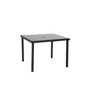 Creador Wicke Garden Table #dark gray, square glass top table with polyrattan frame - Garden Table
