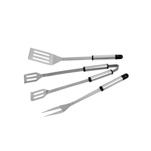 Zestaw grillowy Activa Comfort 3-częściowy, zawiera szpatułkę, szczypce i widelec, ze stali nierdzewnej, czarne uchwyty