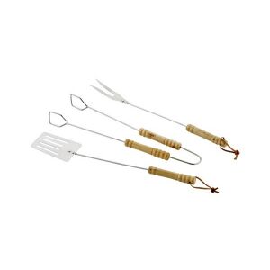 Activa 3-piece Grill Set with stainless steel tools and wooden handles: spatula, fork, and tongs - Grilling & Outdoor Cooking