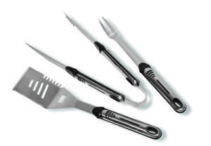 Set de grătar din oțel inoxidabil ACTIVA Lux din 3 piese 31472989 - Grătar de grădină, unelte de gătit