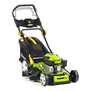 Fieldmann FZR 5114-170B benzines fűnyíró, zöld és fekete, elülső szögletes nézet - Fieldmann