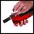 Einhell TC-MG 18 Li-Solo cordless multi-tool, red and black, close-up of a hand changing the blade