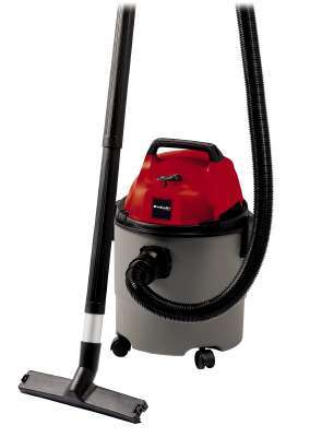 Einhell TC-VC 1815 wet and dry vacuum cleaner, red and grey, with hose and floor nozzle