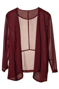 Cardigan transparent burgund, mâneci lungi, ușor, casual, modă feminină - Îmbrăcăminte pentru femei