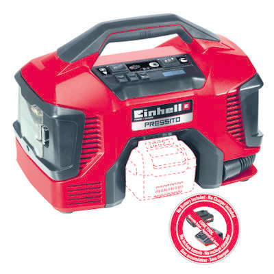 Einhell PRESSITO Solo akkumulátoros kompresszor, piros, akkumulátor és töltő nélkül
