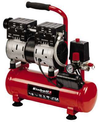 Einhell TE-AC 6 Silent kompresszor, piros, 6 literes tartály, olajmentes, 8 bar maximális nyomás