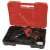 Einhell TC-PW 610 pneumatic impact wrench set, red and black, with case, sockets, extension, and oil