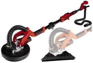 Einhell TE-DW 225 X drywall sander with dust extraction, showing both round and triangular sanding plates - Einhell