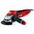 Einhell TE-AG 125/750 750W angle grinder, red and black, with a disc attached