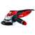 Einhell TE-AG 125/750 750W angle grinder, red and black, with a disc attached