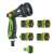 Fieldmann 8-function watering set, green and black, with different nozzle attachments