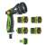 Fieldmann 8-function watering set, green and black, with different nozzle attachments