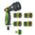 Fieldmann 8-function watering set, green and black, with different nozzle attachments