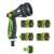 Fieldmann 8-function watering set, green and black, with different nozzle attachments