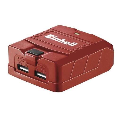 Adaptor USB Einhell Power X-Change pentru încărcarea dispozitivelor, roșu, 2 porturi USB