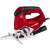 Einhell TE-JS 100 jigsaw, red power tool with black handle, angled view