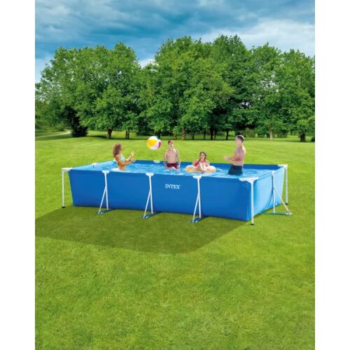 Basen stelażowy Intex 450x220x84cm wypełniony wodą, rodzinna zabawa