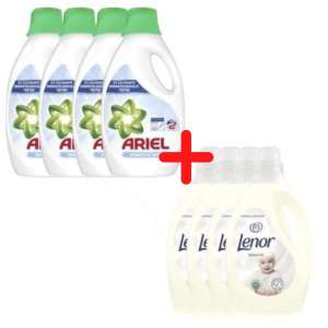 Ariel Sensitive folyékony Mosószer 4x2,2L + Lenor Sensitive Öblítő 4x2,9L