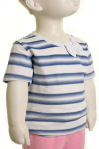Blue and white striped t-shirt for girls with a white bow, Gatti brand - Kids' T-Shirt