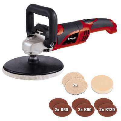 Einhell CC-PO 1100/1E electric polisher with 6 sanding discs and 2 polishing pads