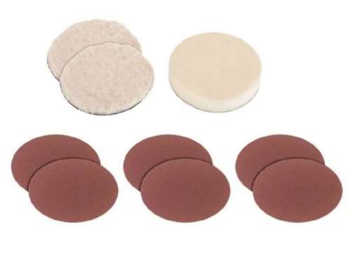 Einhell polishing machine accessory set, 9 pieces, includes polishing bonnets, sanding discs, and foam pads
